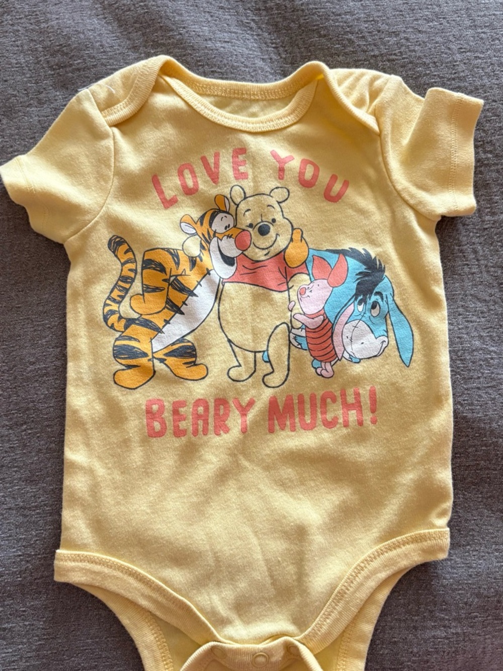 Disney Yellow Winnie the Pooh "Love You Beary Much" One-Piece